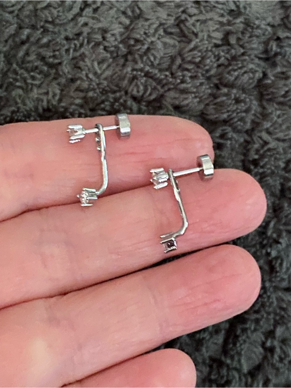 Silver Cubic Zirconia Ear Climbers - Silver